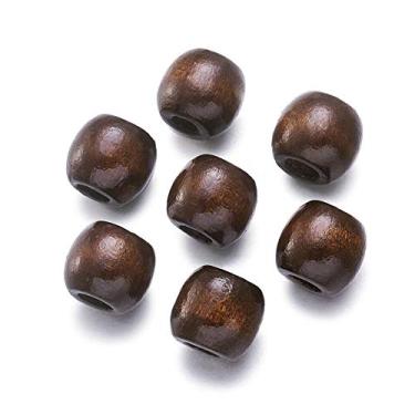 Imagem de Craftdady 100 peças de contas espaçadoras de esfera de madeira de coco natural com furo grande 12 x 11 mm com furo de 5 mm para fazer joias de cânhamo e macramê faça você mesmo