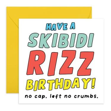 Imagem de CENTRAL 23 Cartão de aniversário engraçado Skibidi Rizz – Cartão de aniversário inspirado em memes para adolescentes, crianças, amigos, ela, ele, melhor amigo, meninos, meninas, bebês, geração Z ou A