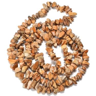 Imagem de HAAMIIQII Contas de lascas de jaspe com imagem natural de 5 a 8 mm, pedras irregulares, pedras soltas de pedras preciosas, contas de cura de energia para fabricação de joias, fio de 76 cm