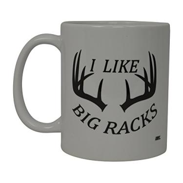 Imagem de Rogue River Tactical Caneca de café engraçada Hunting I Like Big Racks Buck Hunter novidade copo presente para caça a amigos
