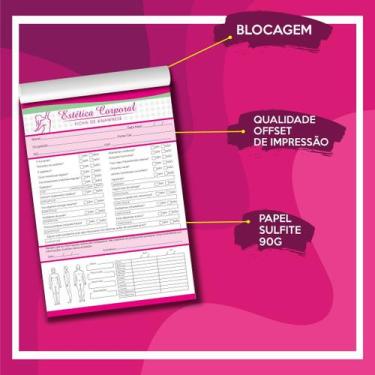 Imagem de Ficha de Anamnese Estética Corporal Avaliação Bloco 100 Folh - Sonar