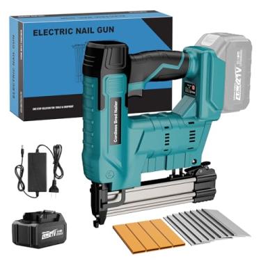 Imagem de LAKIX Pregador Brad de calibre 18 sem fio, pistola de pregos 2 em 1 sem fio com bateria, bateria 21V/4.0A Pregador/pistola grampeadora, carregamento rápido para marcenaria, melhoria da casa