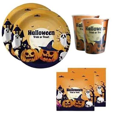Imagem de Kit 20 Pratos Copos Guardanapos Dia Das Bruxas Halloween - Udlandia