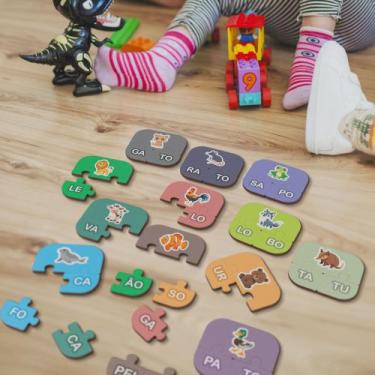 Imagem de Quebra Cabeça Jogo Didático MDF com Sílabas para Alfabetização - R9 De