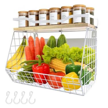 Imagem de Prateleira magnética forte para geladeira, cebola e batata, suporte para especiarias, armazenamento e organizador de frutas e vegetais, organizadores de geladeira, cesta magnética para despensa