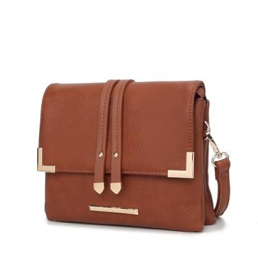 Imagem de MKF Collection Bolsa tiracolo feminina moderna, de couro vegano, bolsa de mão feminina da Mia k, Lydia Cognac, Medium
