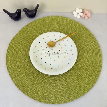 Imagem de Kit 4 Lugares Jogo Americano Redondo Descanso Prato Sousplat De Mesa Posta Jantar (Verde Pistache)
