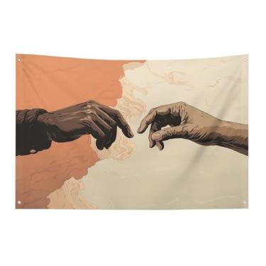 Imagem de Bandeira esticada com duas mãos 119 x 178 cm, sem desbotamento, bandeira de boas-vindas, jardim, quintal, casa, bandeira, decorativa, jardim, quintal, interior, exterior, festa, decoração de casa