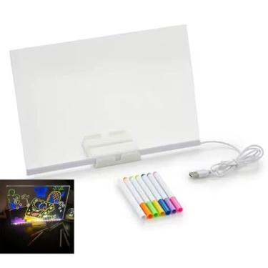 Imagem de Lousa Luminaria LED Quadro Caneta Desenho Escrita Anotaçoes Recado Mesa Casa Quarto Escritorio Decoraçao