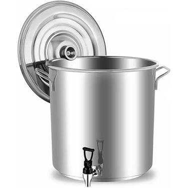 Imagem de Caldeirão Com Tampa Panela De Sopa Com Torneira Balde De Aço Inoxidável Balde Lata De Leite 10-90l, Silver, 30 * 30cm 20L