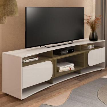 Imagem de Rack Tv 86 Pol 220cm com 2 Portas Reno Off White/Pinho A09 - Mpozenato