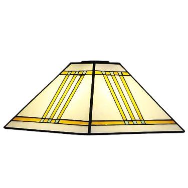 Imagem de errzom Abajur Tiffany De 12" Substituição, Bege, Quadrado, Vitral, Mission, Apenas Com Tampa, Adequado Para Mesa, Pendente, Luminária Chão