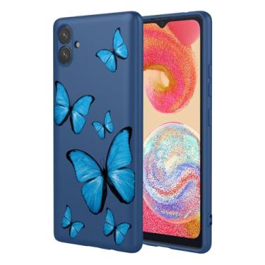 Imagem de KOARWVC Capa de telefone para Galaxy A04e, SM-A042F Samsung A04e capa fofa com estampa de borboleta, fina, protetora, macia, amortecedora, capa de telefone para Samsung Galaxy A04e borboleta azul