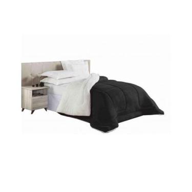 Imagem de Coberdrom Solteiro Dupla Face Com Manta E Sherpa - Malular, Preto