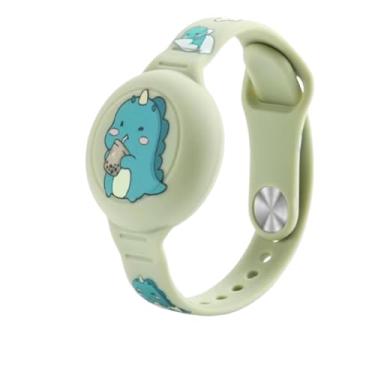Imagem de Pulseira Para Airtag Infantil À Prova Dágua Impermeável e Divertida (Verde - Dinossauro)