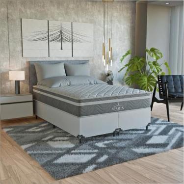 Imagem de Cama Box Casal Bipartido + Colchão Paris Molas Cinza - eShop casa