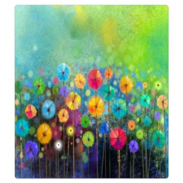 Imagem de Flores coloridas capa magnética para lava-louças adesivos magnéticos reutilizáveis para lava-louças 53 cm L x 66 cm A adesivos de painel de máquina de lavar roupa decoração de cozinha para casa