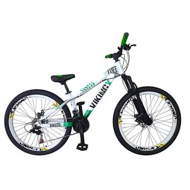 Imagem de Bicicleta viking tuff-25 - aro 26 com peças gios, Branco, Verde, UNI