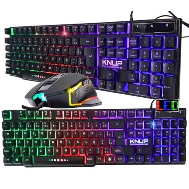 Imagem de Kit gamer Teclado Semi Mecanico Anti-ghost Multimidia e Mouse Ergonomico 7 Botões Resolução 4800 DPI - Led RGB