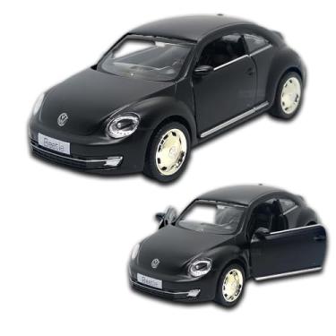 Imagem de Miniatura de carro Volkswagen New Beetle Fusca 2012 12 CM, Carrinho de ferro, Abertura de portas, Com Fricção, Carrinhos de coleção, 1/32, Rmz City (Preto Fosco)