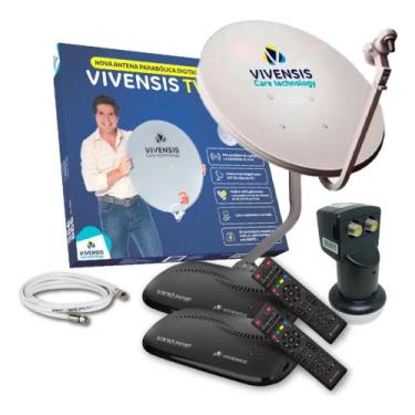 Imagem de Kit com Antena Parabolica Vivensis 2 Receptor Vivensis VX10 Digital ba