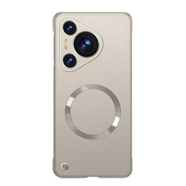 Imagem de HAOMRIYL Capa ultrafina para Huawei Pura 80 Ultra/80 Pro+/80 pro/80, capa magnética à prova de choque suporta carregamento sem fio, capa sem moldura, dourada, 80 Pro