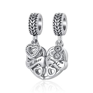 Imagem de LuxglitterLin Pingente de coração combinando mãe e filha compatível com pulseira Pandora presente feminino