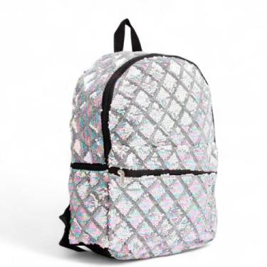 Imagem de Mochila Tecido Brilhante Lantejoulas Paetê Clio Original, Preto-Balao