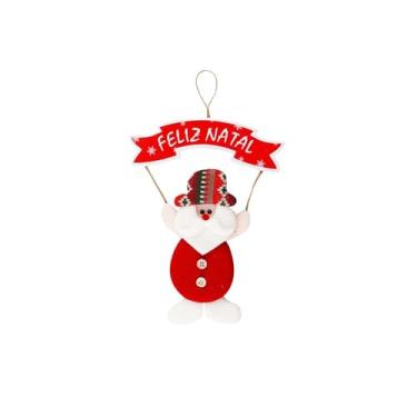 Imagem de Enfeite de Natal de Pendurar com Placa Feliz Natal, Papai Noel ou Boneco de Neve 17 x 24cm - Decoração de Natal para Arvore, Porta, Jardim ou Escritorio (Papai Noel)