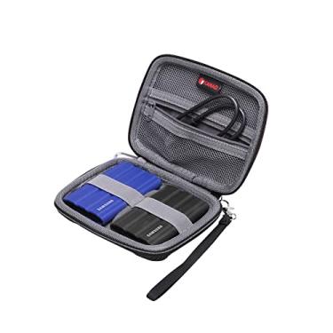 Imagem de XANAD Capa rígida 2 em 1 para Samsung T7 Shield/Samsung T7 / T7 Touch SSD portátil 4TB 1TB 2TB 500GB 200GB unidade externa de estado sólido (preto externo cinza interno)