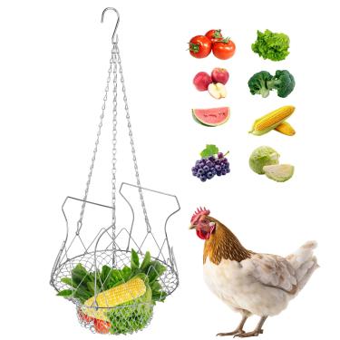 Imagem de Ajustável Alimentador de Galinhas Suspenso, Grande Dobrável Aves de Capoeira Legumes Fruta Cesto Alimentação com Corrente Brinquedo para Galinheiros para Galinhas Patos Coelhos