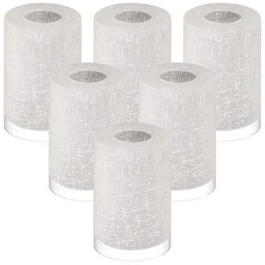 Imagem de Pacote com 6 cúpulas de lâmpada de vidro fosco, globo de substituição de cortina de vidro de linho branco cilíndrico, capa de abajur de vidro de 15 x 10 cm com encaixe de 1-5/8 para candelabro