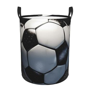 Imagem de Cesta de lavanderia com bola de futebol, dobrável, impermeável, cesto de armazenamento de roupas com alças, pano Oxford, organizador de brinquedos, cesta para banheiro, lavanderia, quarto, médio