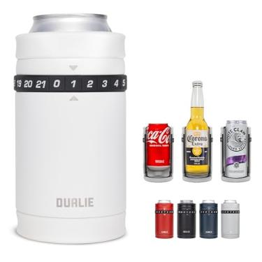 Imagem de DUALIE Tracker Cooler para bebidas – Contador de pontuação de jogos e refrigerador de latas isolado 3 em 1 – Tamanho universal para latas de 350 ml, latas finas e garrafas – Branca