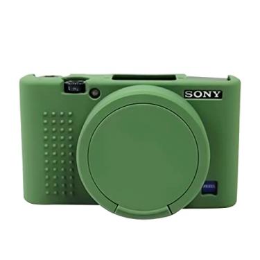 Imagem de Easy Hood Capa de câmera para Sony RX100 VII, capa protetora de silicone macio película protetora de lente removível para câmera digital Sony DSC-RX100 VII DSC-RX100M7 (verde)