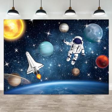 Imagem de ASDCXZ Pano de fundo de galáxia espacial de 1,5 x 0,9 m, astronauta, planetas, estrelas, universo, tema de ficção científica, fotografia, para meninos e meninas, crianças, faixa de aniversário