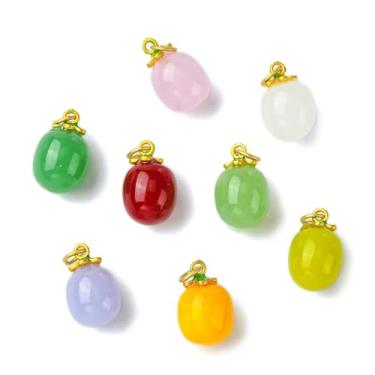 Imagem de UR URLIFEHALL 8 peças, 8 cores, berloques de vidro de tomate, feitos à mão, imitação de frutas, comida, pingentes para pulseira DIY, colar, brincos, fabricação de joias