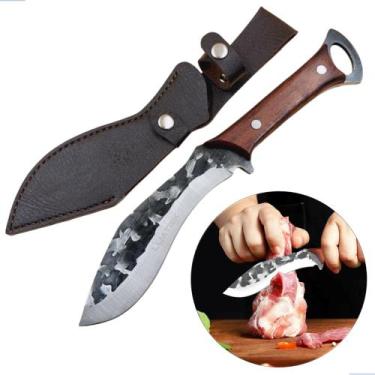 Imagem de Faca Chef Cutelo Japonês Full Tang Aço e Cabo de Madeira com Bainha Co