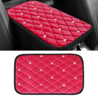 Imagem de Hovom Capa de console central de carro Bling 12,6" × 7,122 cm capa de apoio de braço fofa de strass de cristal para carros, almofada confortável para apoio de braço automotivo, protetor de descanso de