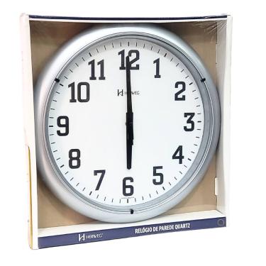 Imagem de Relógio de Parede Herweg Quartz Analógico Prata Metálico 6129 - 070