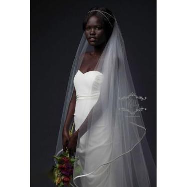 Imagem de Véu de Noiva Cetim 4 Metros 2 Camadas Longo Mantilha V34 - Milly O Sho