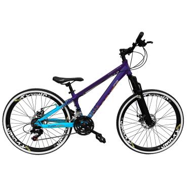 Imagem de Bicicleta Aro 26 Vikingx Tuff X44 Roxo/Azul 21v Alumínio Freio a Disco Rodas Vmaxx Preto
