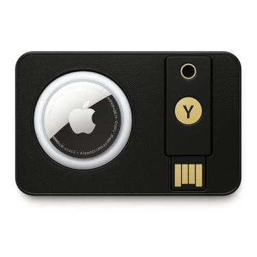 Imagem de Suporte para cartão NFC YubiKey 5 com compartimento para AirTag antiperda e inserção para transporte diário (pacote com 2, preto)