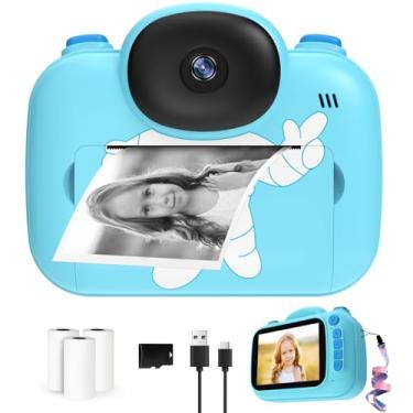 Imagem de Câmera infantil de impressão instantânea para crianças, câmera infantil portátil que imprime fotos, câmera digital instantânea para crianças, brinquedo 3, 4, 5, 6, 7, 8, 9, 10, 11, 12 anos, meninos e