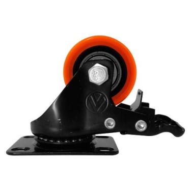 Imagem de Rodízio PVC Laranja 1.5/8" 41mm Giratório com Freio - A09110-GF - Ajax