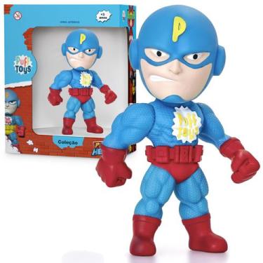 Imagem de Boneco Capitão Super Herói América Brinquedo Em Vinil Macio - Puff Toy