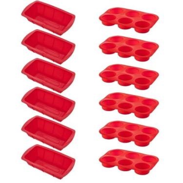 Imagem de 6 Kit Forma Silicone Resistente p/ Cupcakes e Pães Sortida - QUALITY H