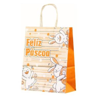Imagem de Kit 10 Sacola Kraft Para Ovos De Páscoa Bunny M 20X15X25Cm - Db