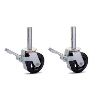 Imagem de Kit 02 Rodizio Para Andaime Roda De Borracha Ferro Giratório - Colson 