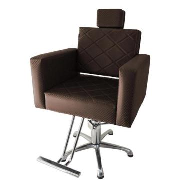 Imagem de Cadeira Evidence Fixa Hidráulica estrela Para Salão Estofado Marrom 3D